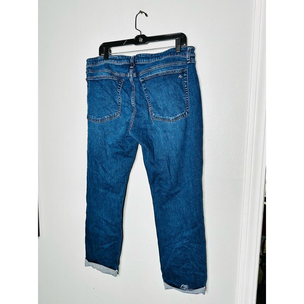 RAG & BONE Dark Wash Denim Slim Cuffed Hemline Whisked Jeans Size 32 - Picture 2 of 12